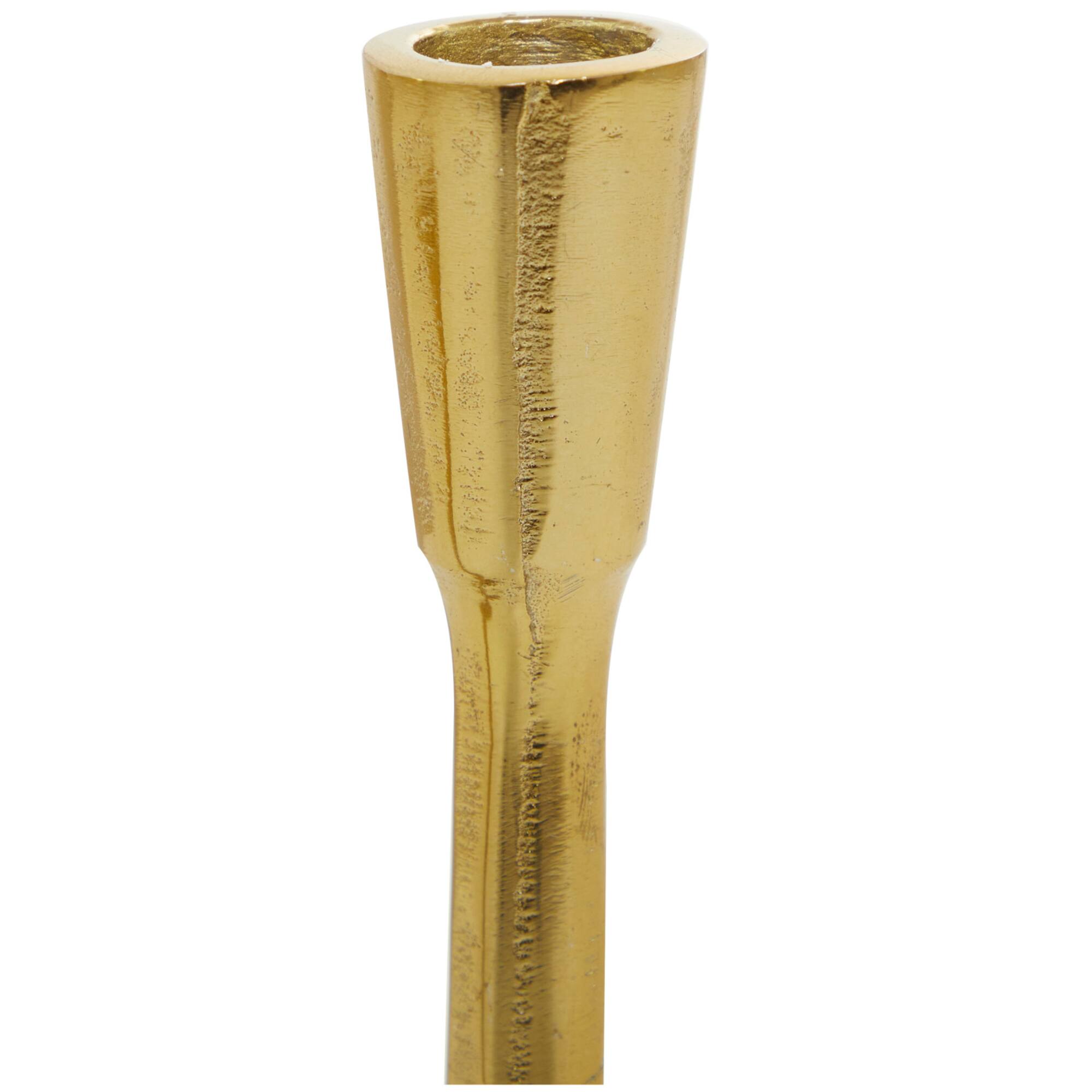Gold Aluminum Tapered Candle Holder Set